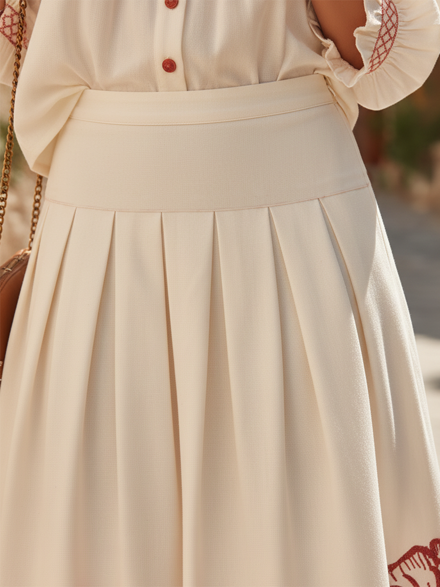 Romantic Bohemian Red Floral Print A-line Skirt