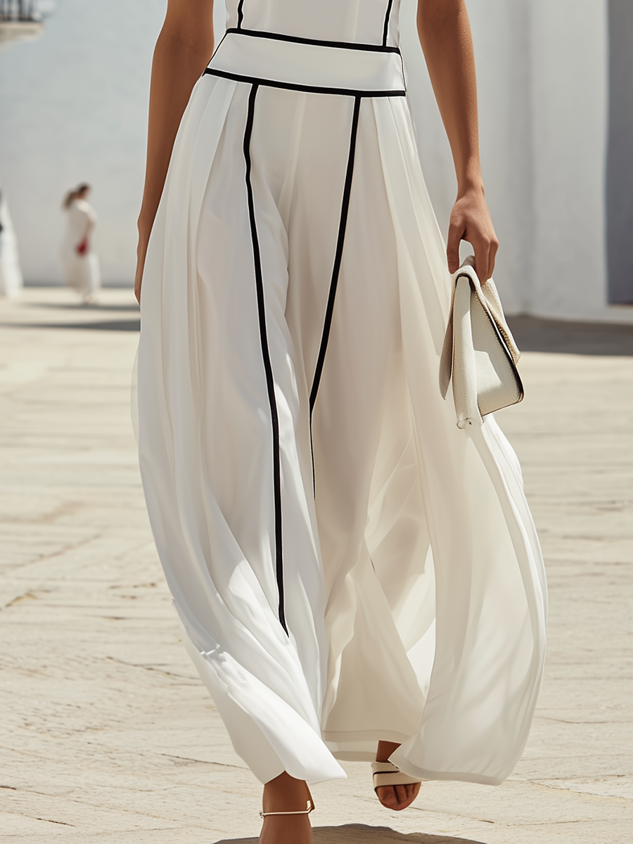 Vacation-style White Cotton Sleeveless Maxi Dress