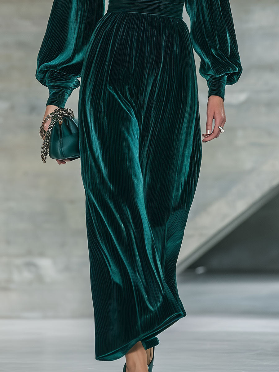 High-end Fashionable Thin Striped Velvet Wide-leg Jumpsuit