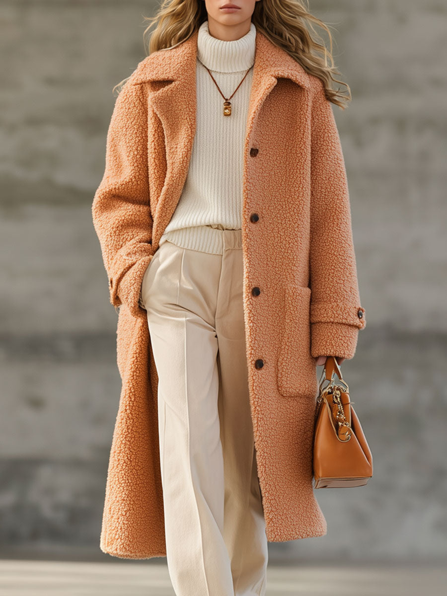 Casual And Fashionable Orange Polar Fleece Coat