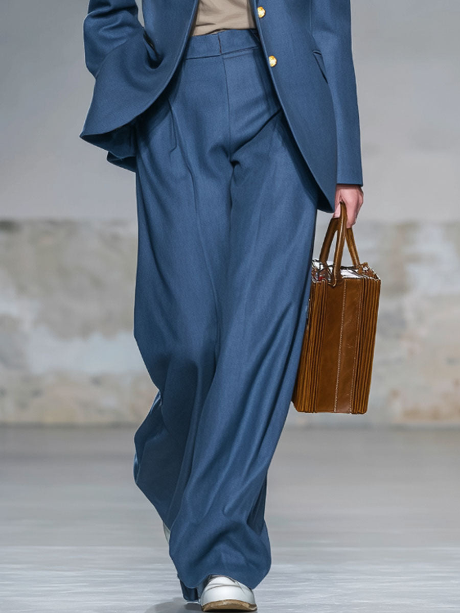 Lapel Single-breasted Blazer And Trousers Woolen Suit