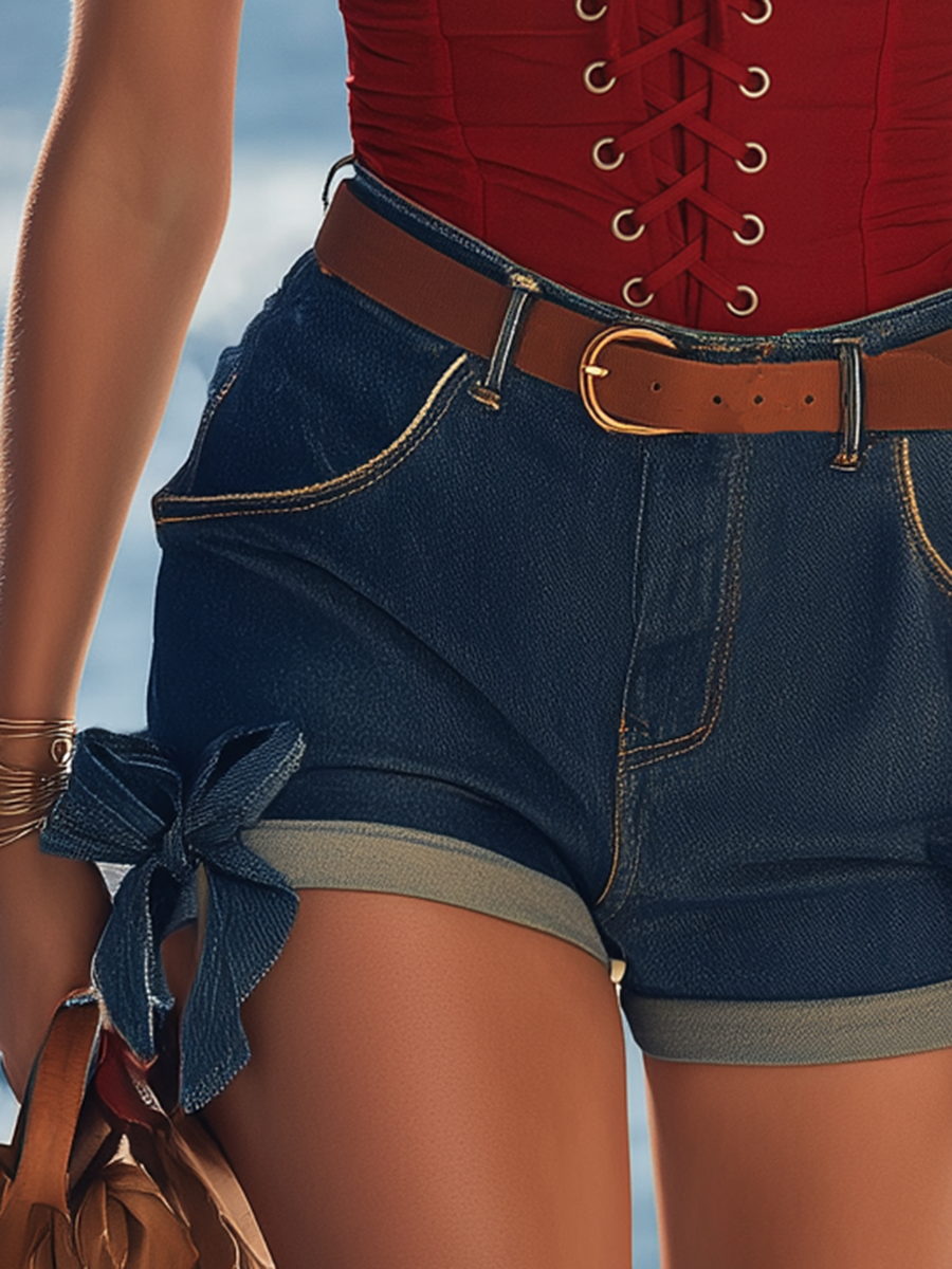 Vacation-style Blue Denim Shorts
