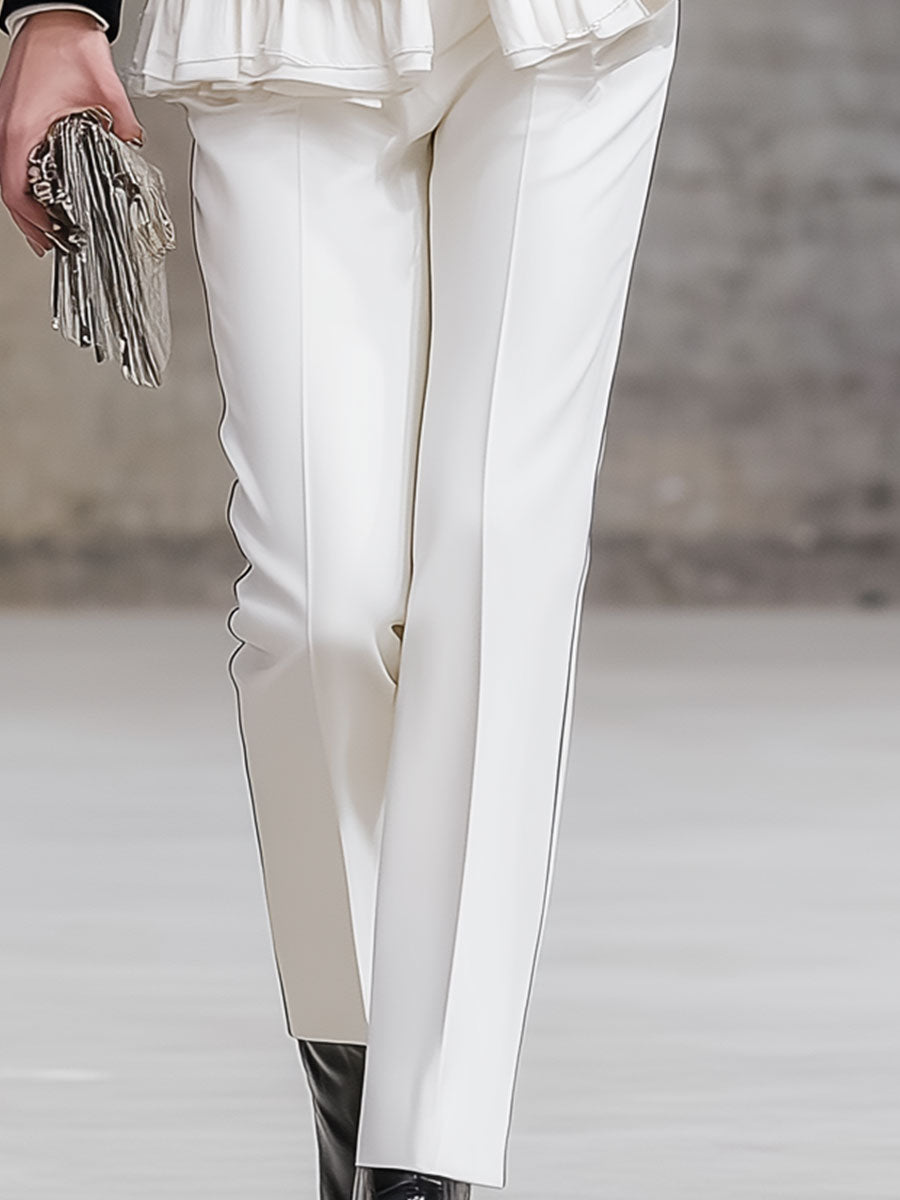 High-End Fashion Temperament Lapel Belt Ruffled Suit