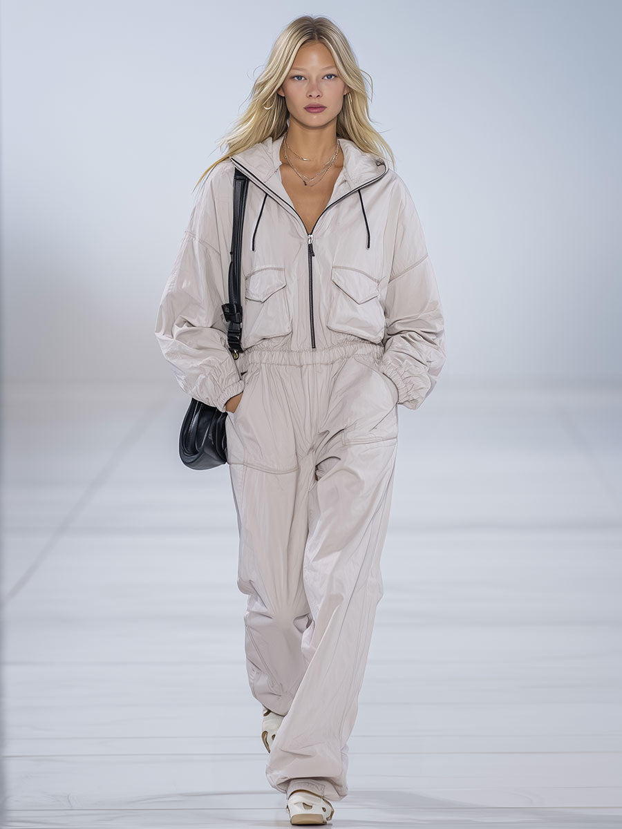 Fashion Classic Hooded Long-Sleeved Jumpsuit