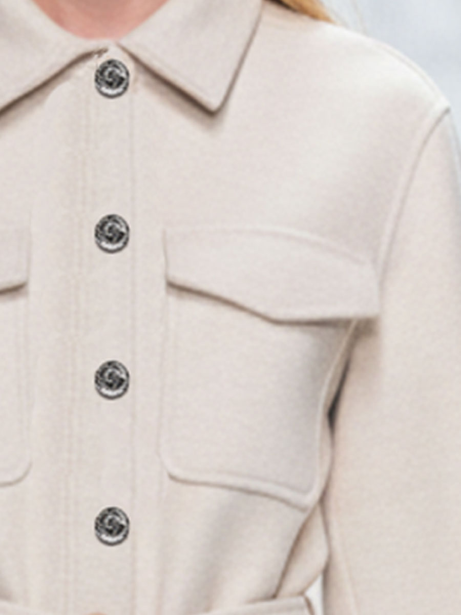 Fashionable Casual Belted Beige Suede Coat