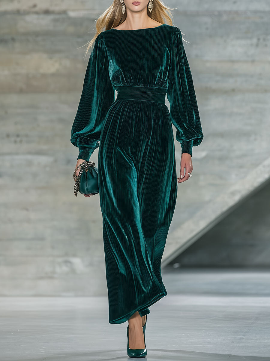 High-end Fashionable Thin Striped Velvet Wide-leg Jumpsuit