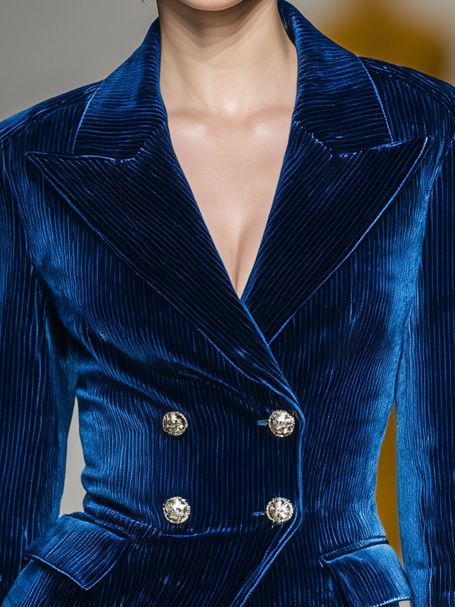 Blue Corduroy Button Pocket Blazer