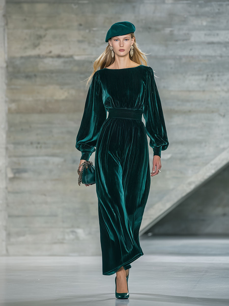 High-end Fashionable Thin Striped Velvet Wide-leg Jumpsuit