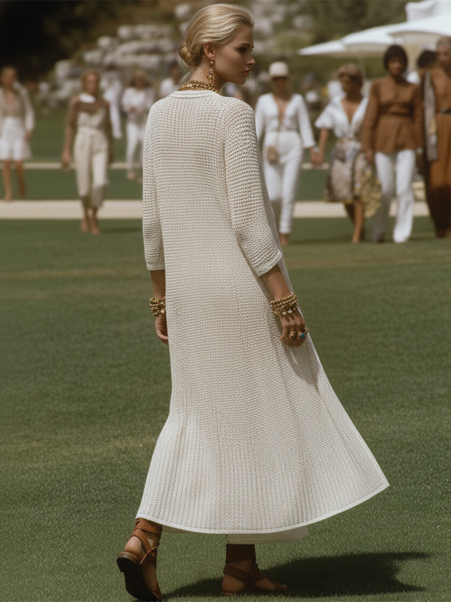 Bohemian Luxury Ivory White Long Knit Cardigan