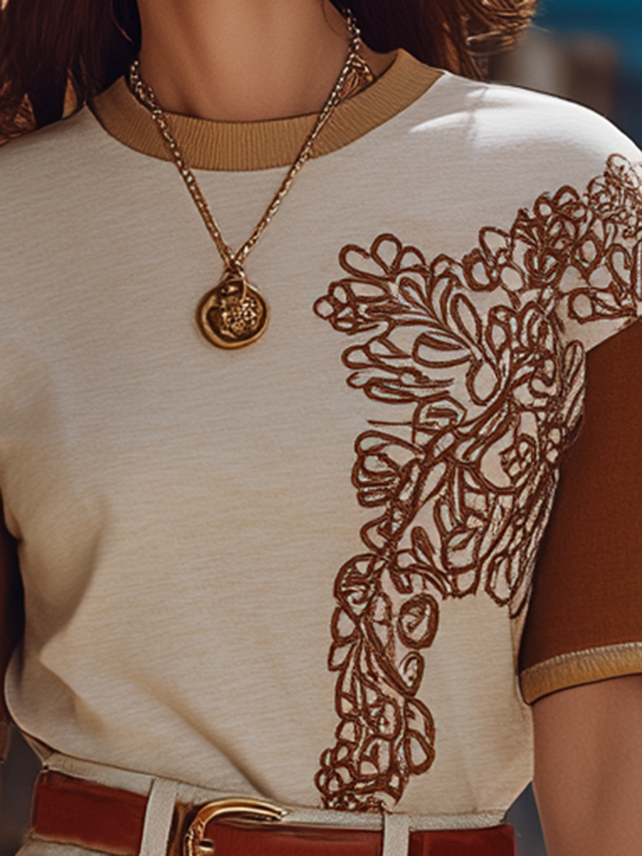 Bohemian Style Embroidered Short-sleeved Set