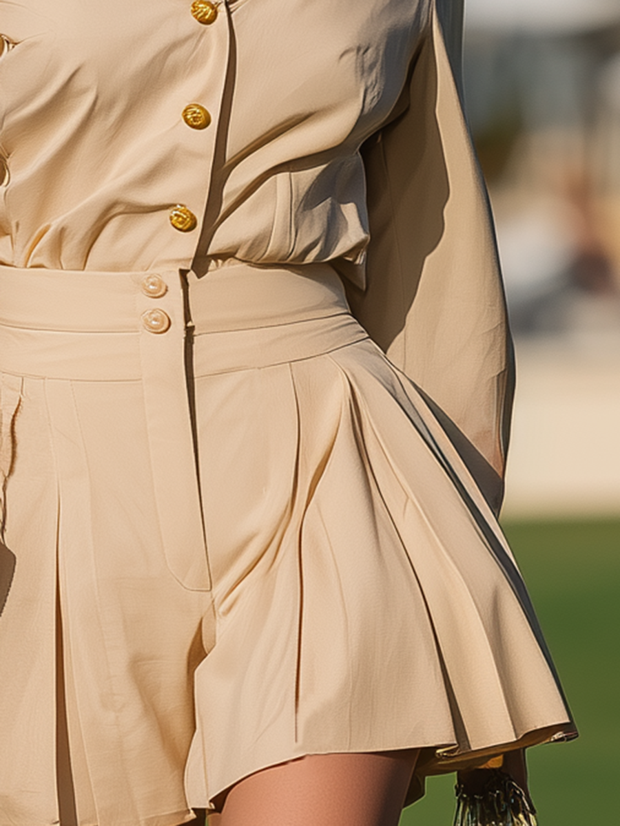 Vacation-style Cotton Shirt And Skirt Set