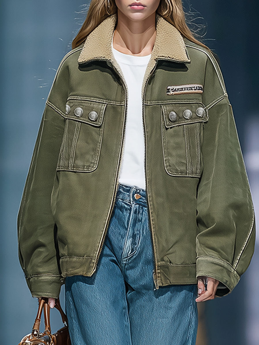 Retro Fashion Fur Collar Denim Jacket