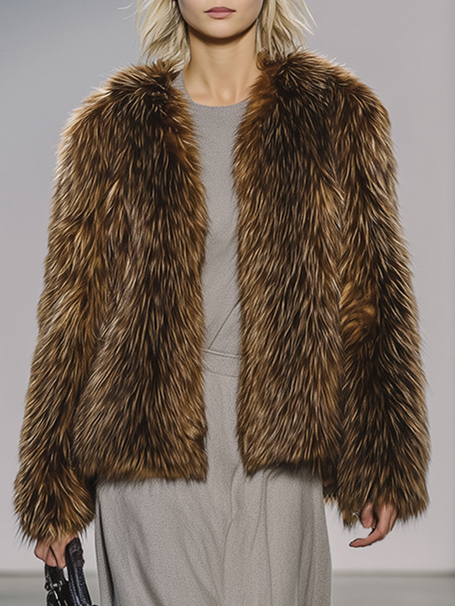 Casual Loose Retro Fashion Faux Fur Coat