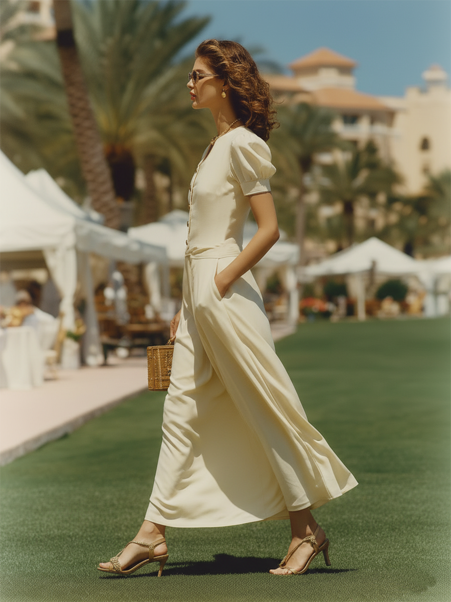 Vacation-style Cotton Short-sleeved Top And Skirt Set