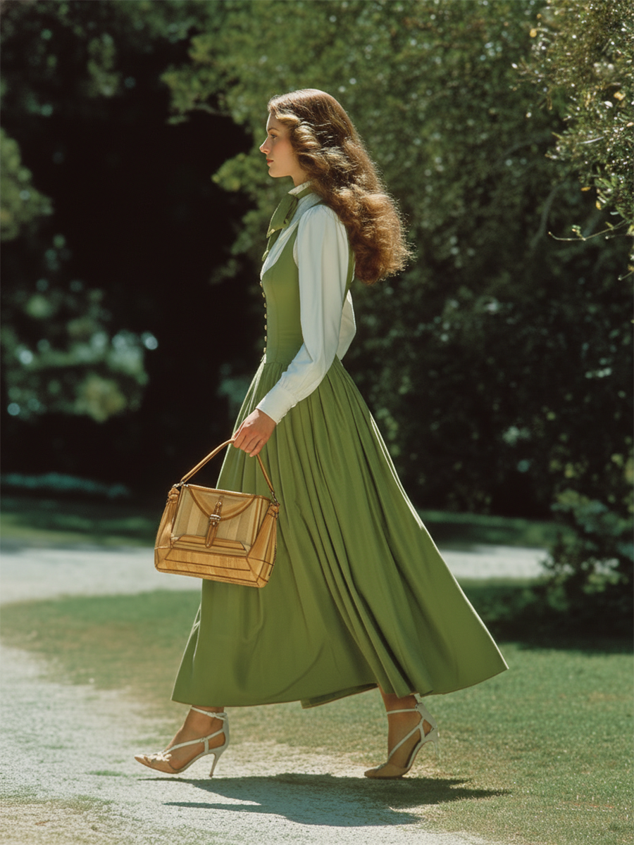 Vacation-style Nature-inspired Shirt And Maxi Dress Set