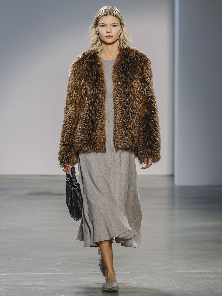 Casual Loose Retro Fashion Faux Fur Coat