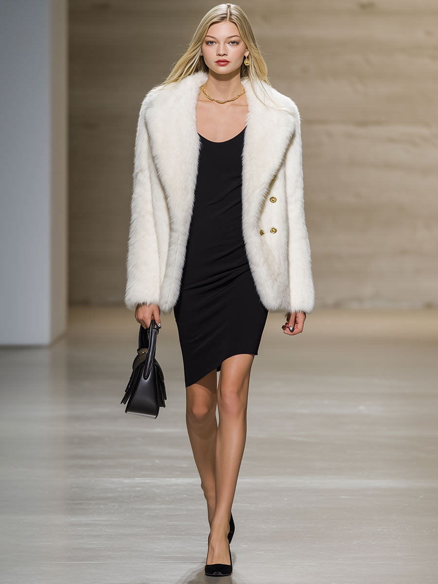 Elegant And Luxurious White Eco-Friendly Fur Short Coat