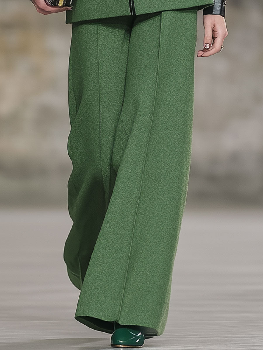 Exquisite Vintage Green Blazer And Trousers Set