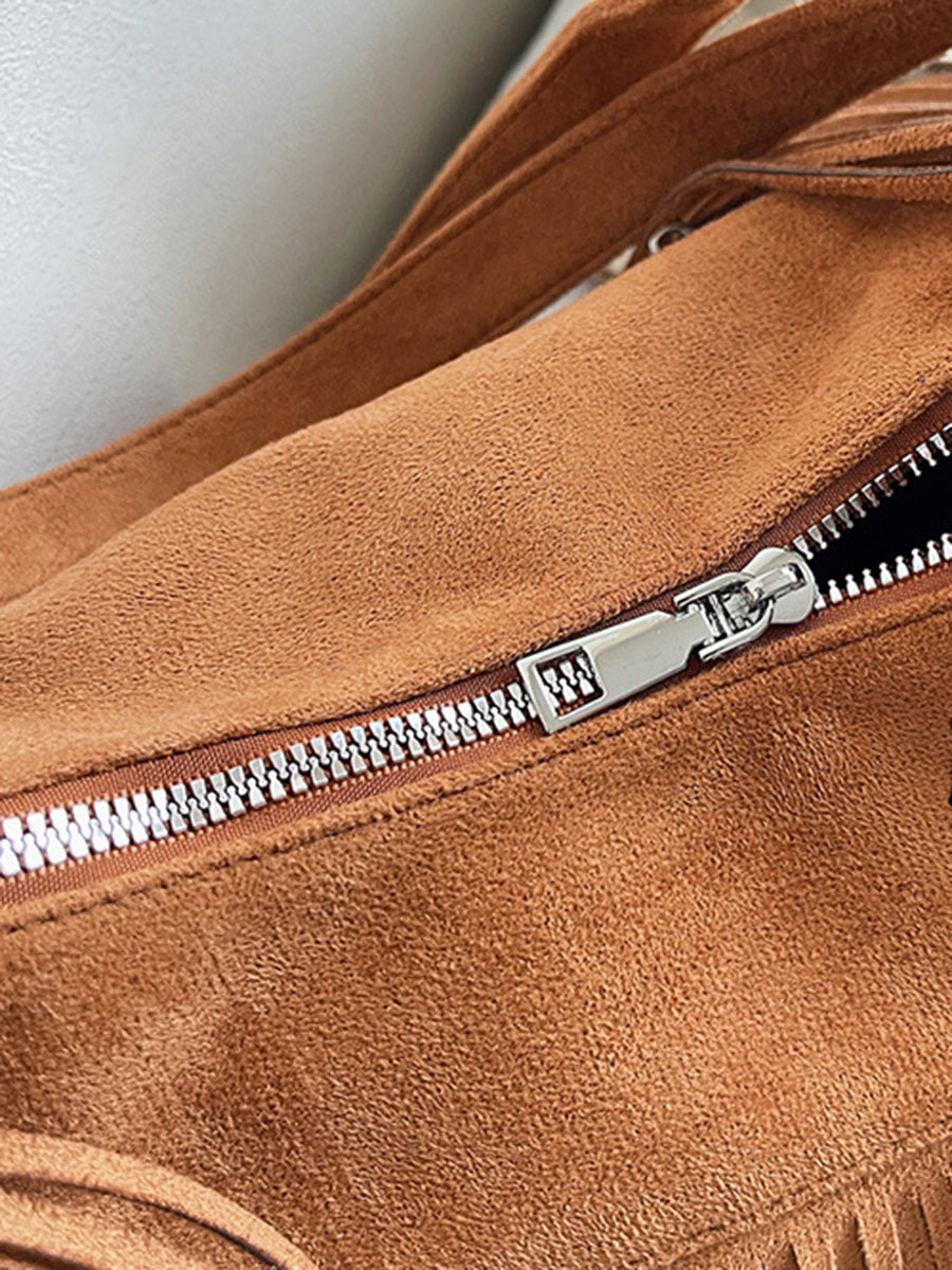 Bohemian Style Fringed Faux Suede Bag