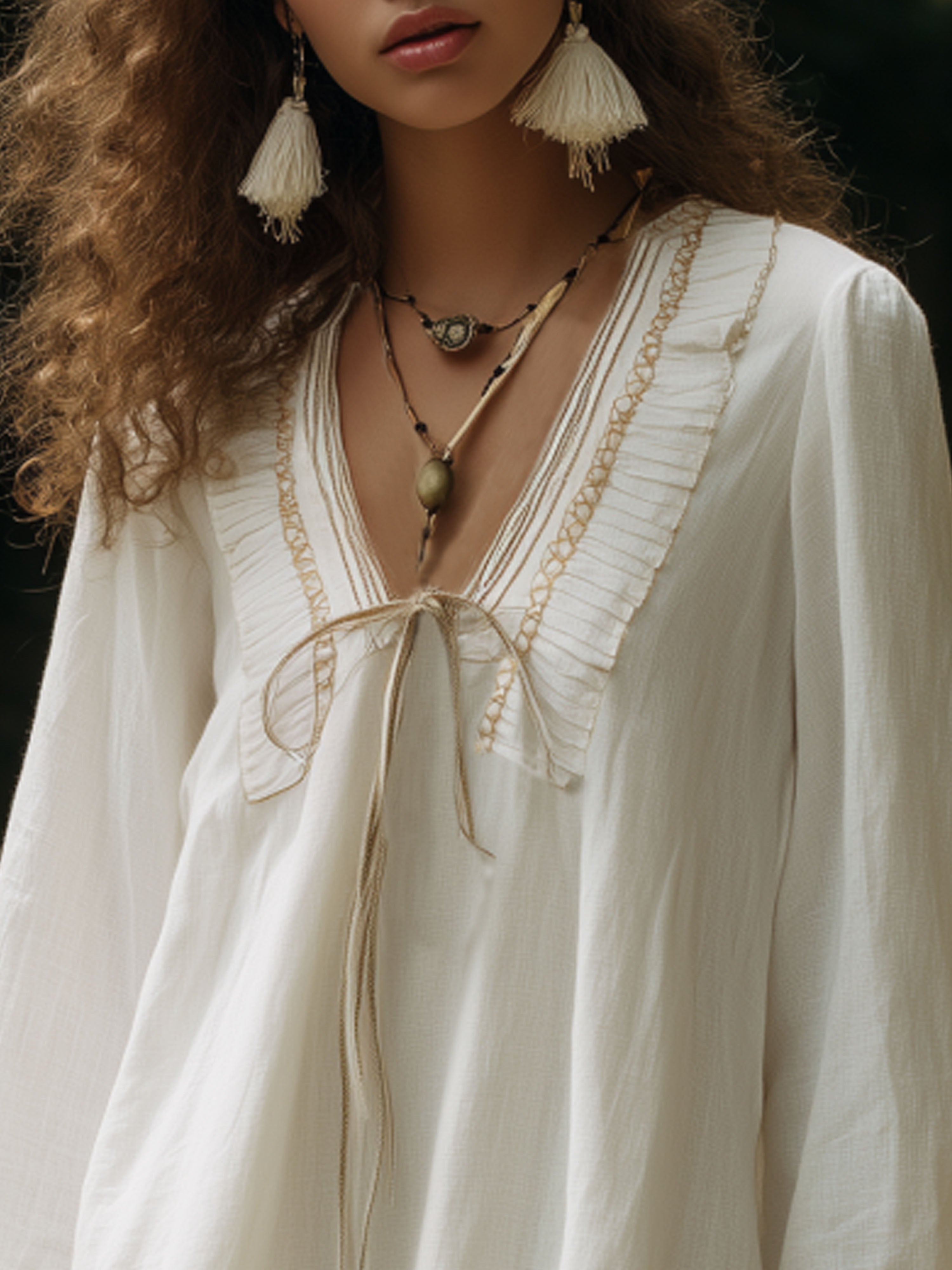 Beach Vacation White Cotton Linen Bubble Sleeve Mini Dress