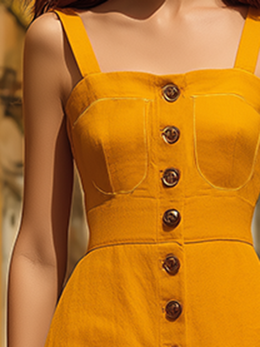 Slit Denim Strappy Maxi Dress