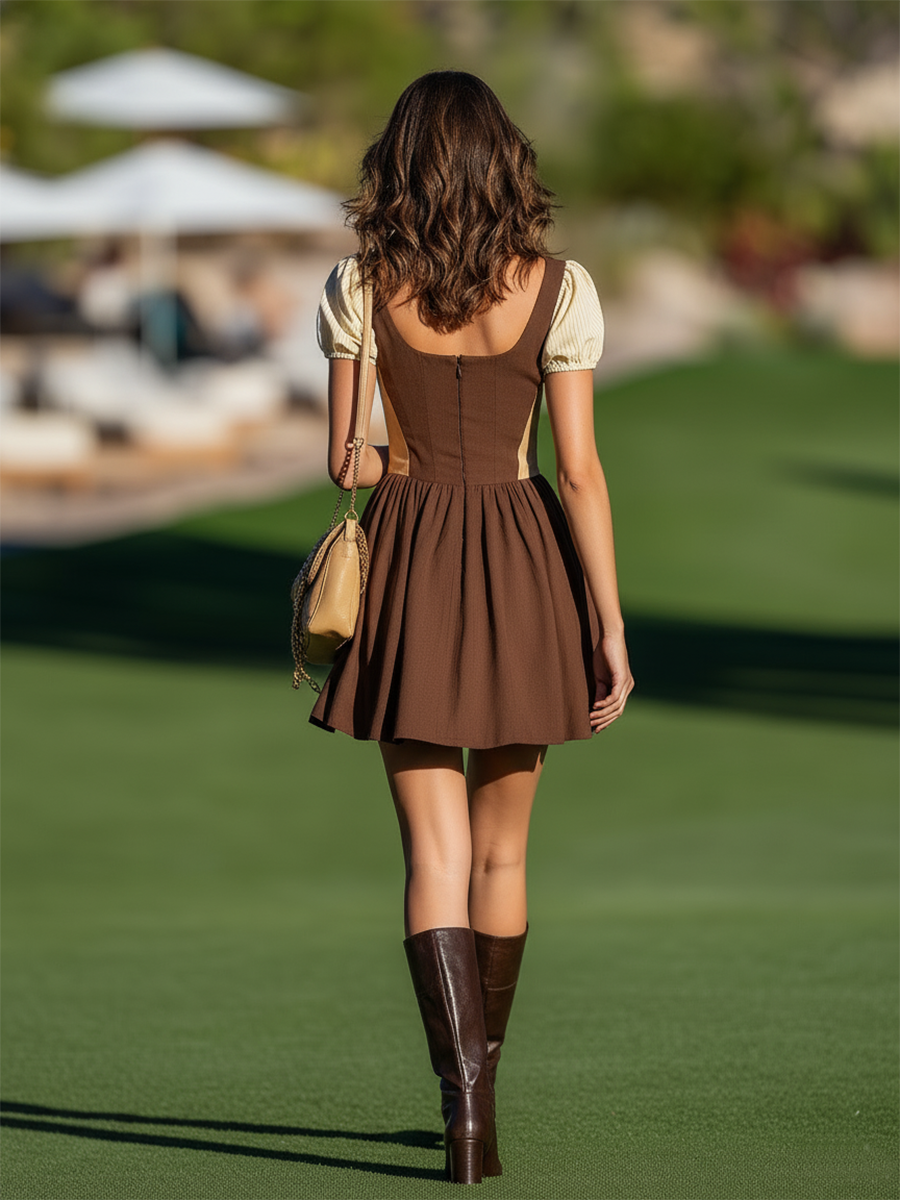 Vacation-style Cotton Short-sleeved Mini Dress