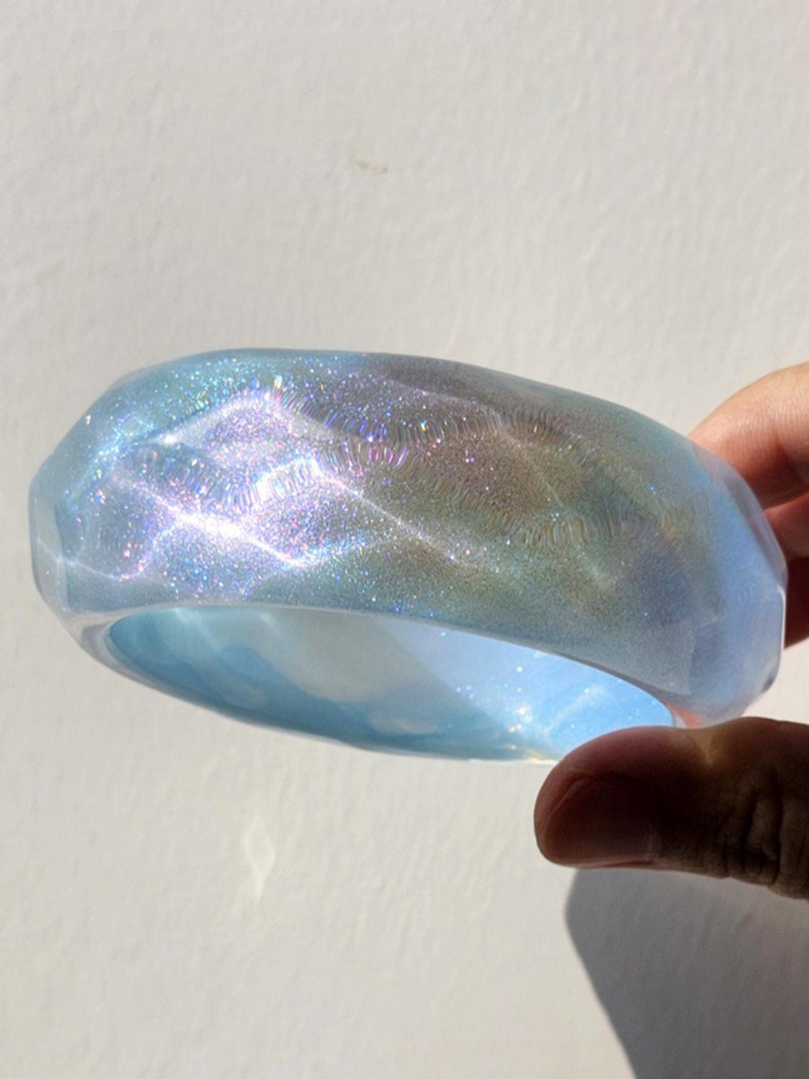Blue Simple Geometric Sparkling Resin Bracelet