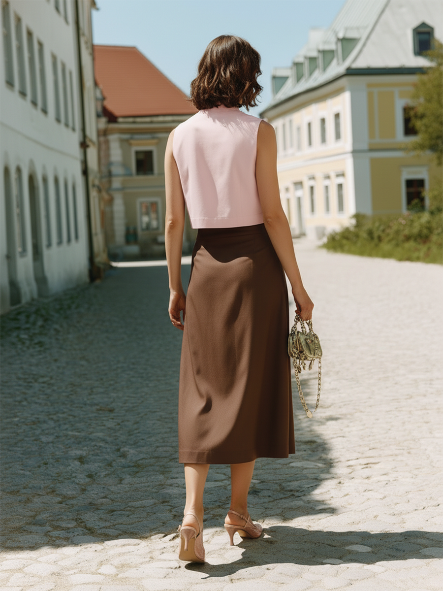 Vacation-style Cotton Sleeveless Top And Skirt Set