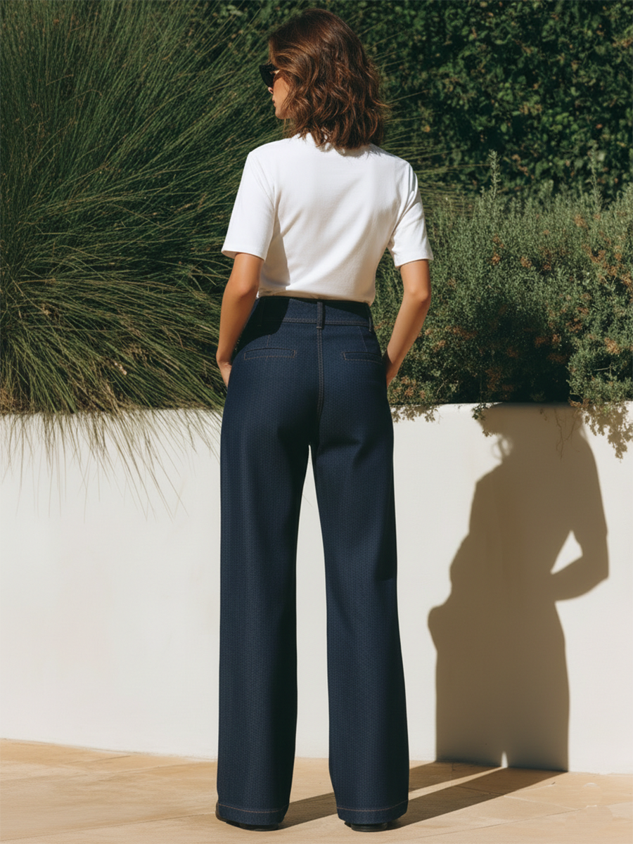 Resort Style Drawstring Loose Denim Pants