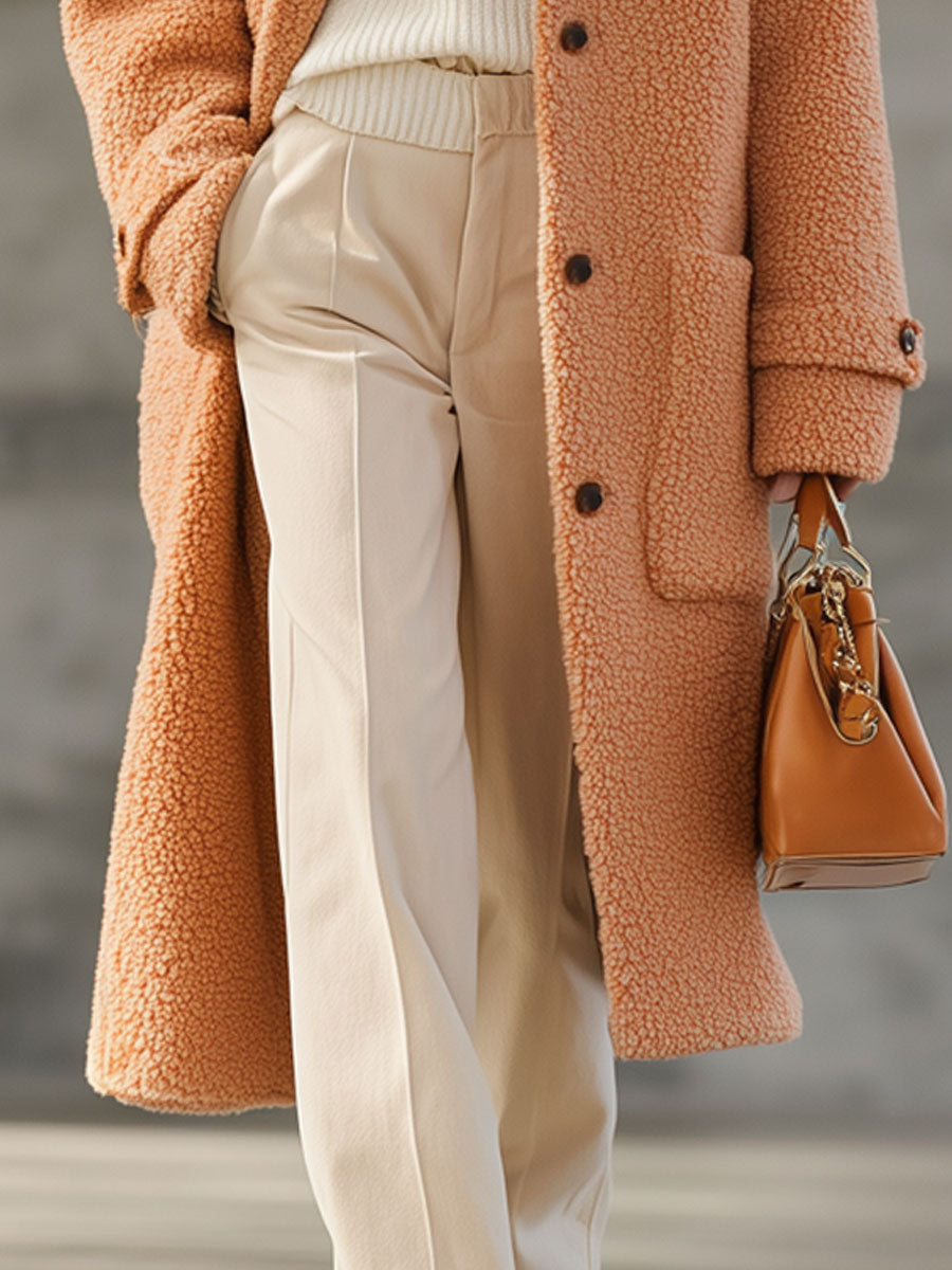 Casual And Fashionable Orange Polar Fleece Coat