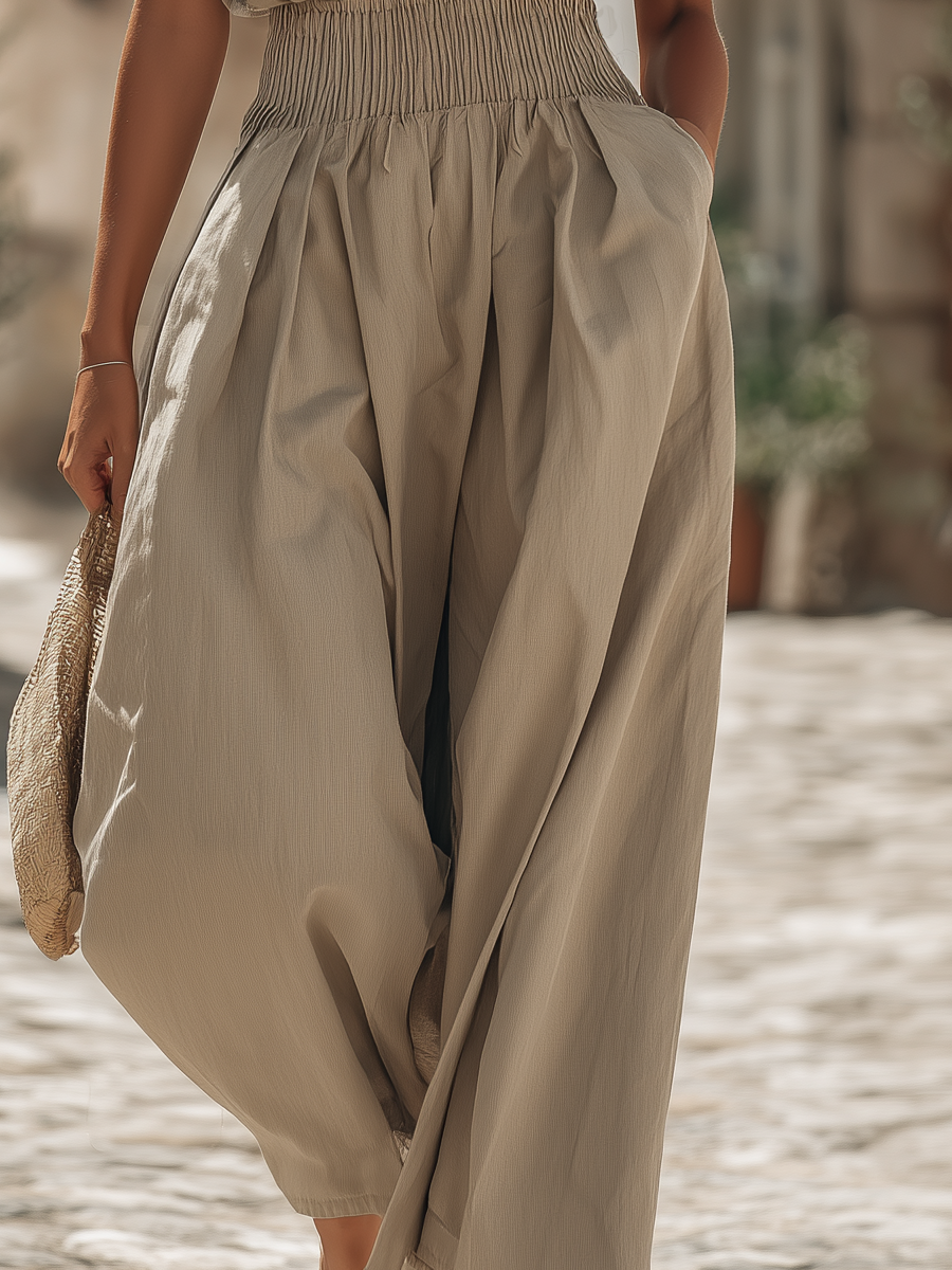 Vacation-style Cotton Sleeveless Top And Skirt Set