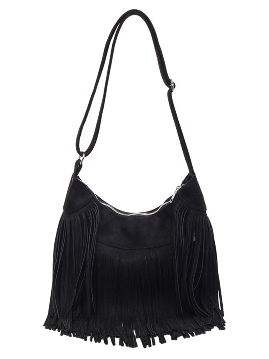 Bohemian Style Fringed Faux Suede Bag