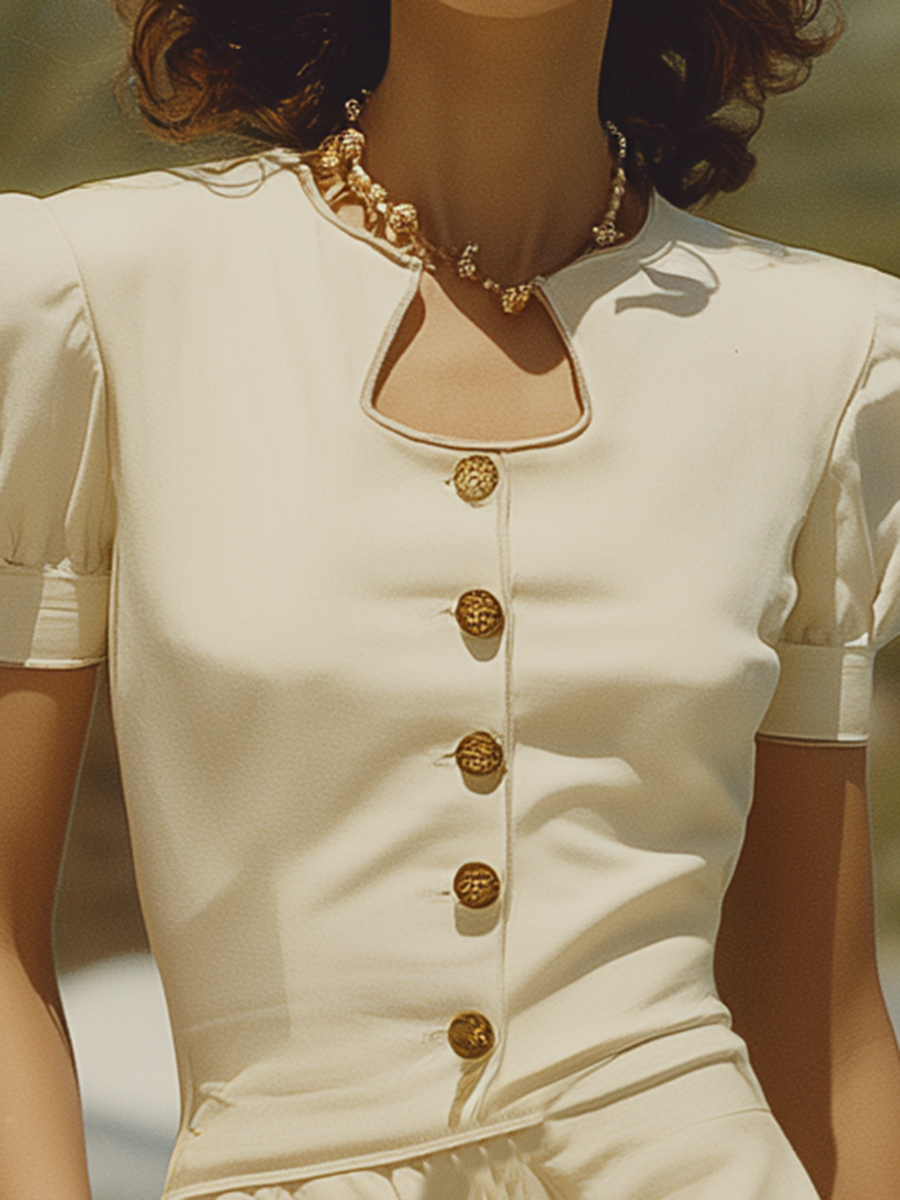 Vacation-style Cotton Short-sleeved Top And Skirt Set