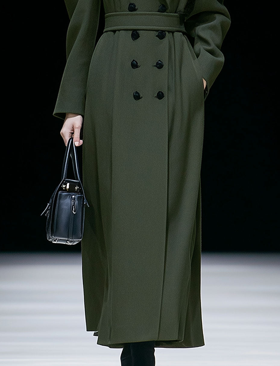 High-End Temperament Double-Breasted Lapel Puff Sleeve Coat