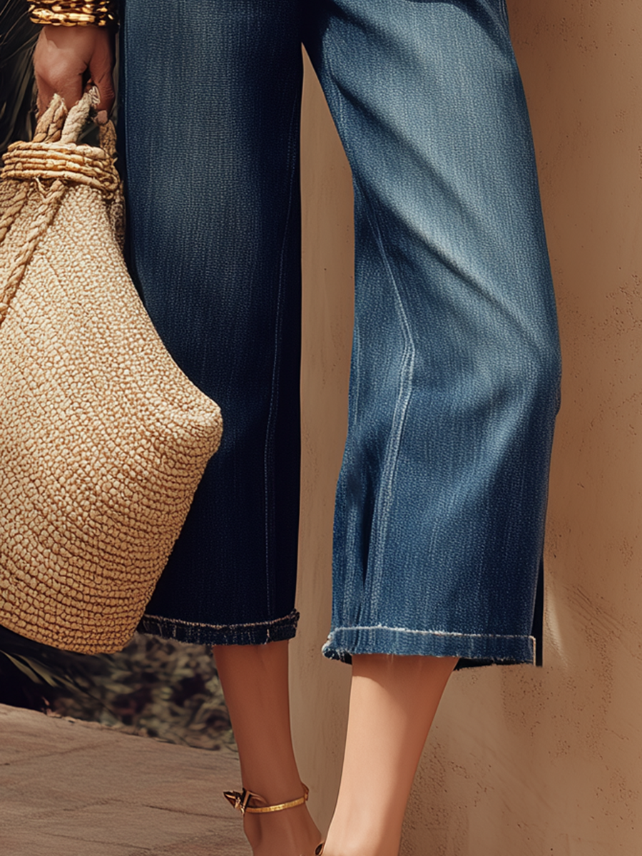 Casual Vacation Denim Capri Pants