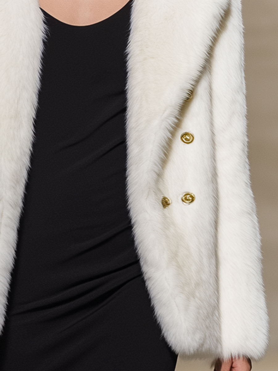 Elegant And Luxurious White Eco-Friendly Fur Short Coat