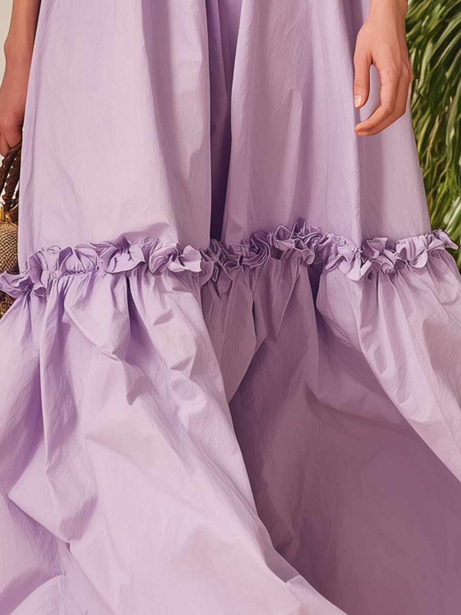 Vacation-style Purple Cotton Sleeveless Maxi Dress
