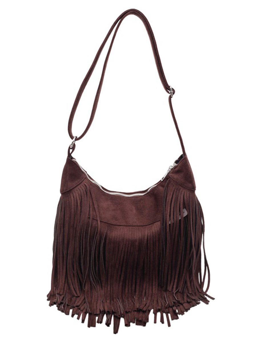 Bohemian Style Fringed Faux Suede Bag