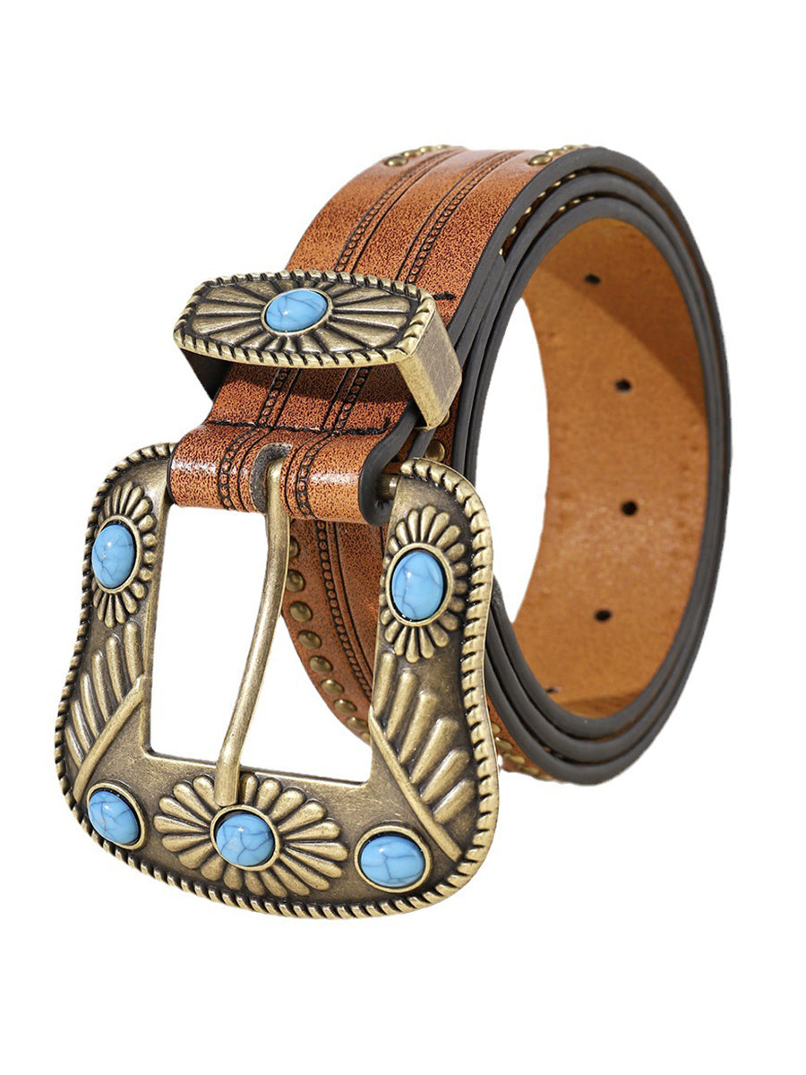 Bohemian Vintage Turquoise Faux Leather Belt